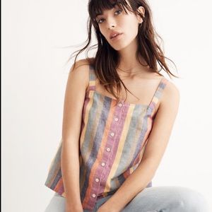 Madewell - Rainbow Stripe Button-Front Tank Top